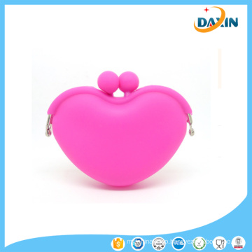 Creative Design Mini Colorful Heart Shaped Portable Silicone Coin Purse